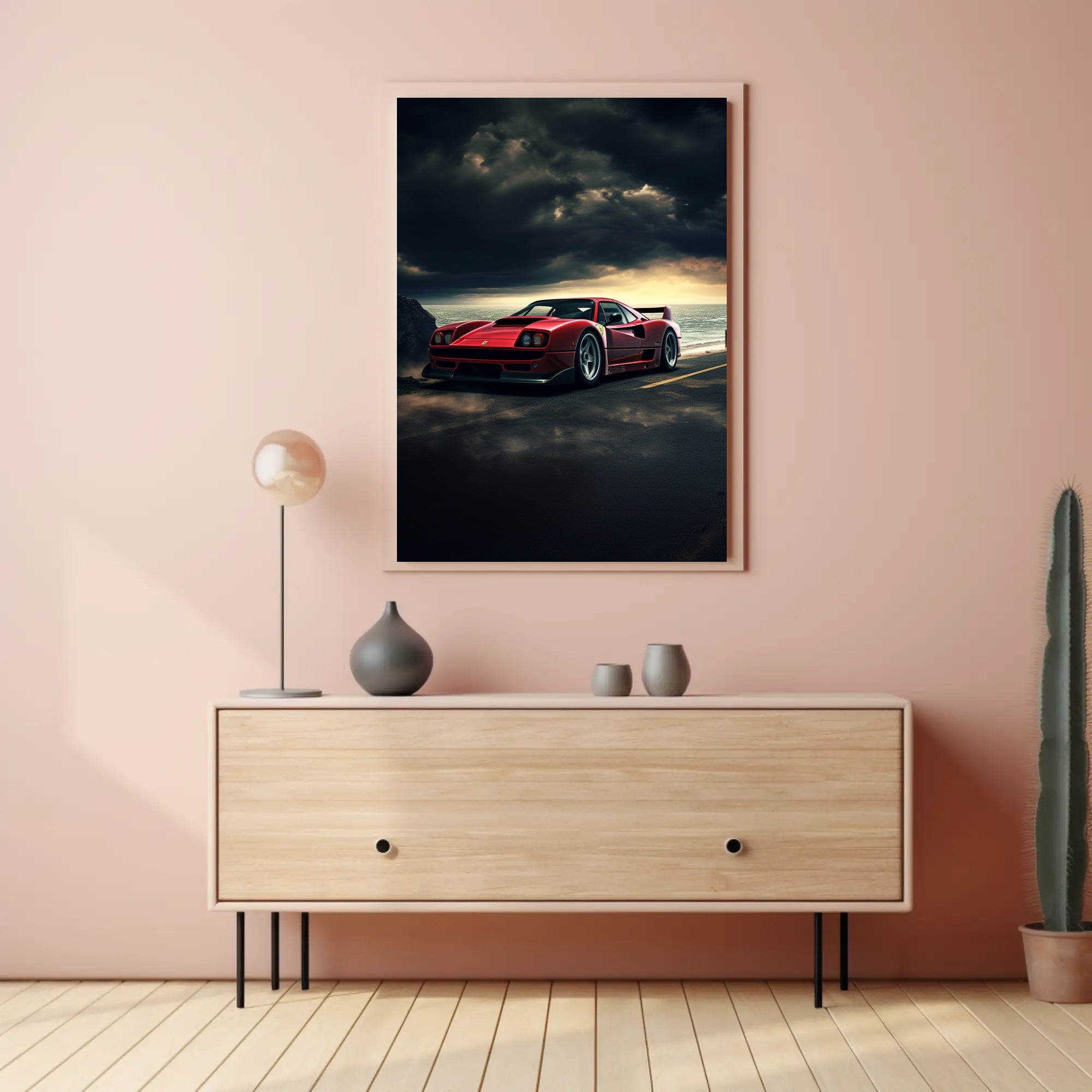 Red Supercar at Sunset Poster PosterGoat