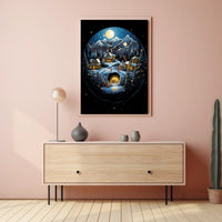 Winter Wonderland Village Enchantment: Abstract or Artistic Poster