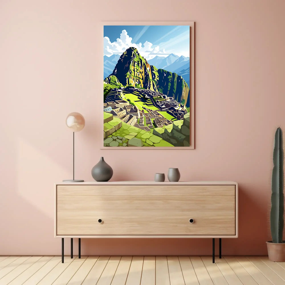 Machu Picchu Adventure: Vibrant Modern Art Poster