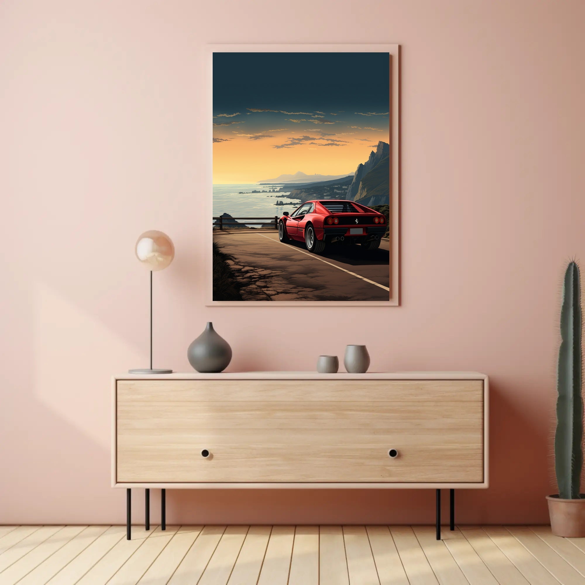 Sunset Drive Along the Coast Poster PosterGoat