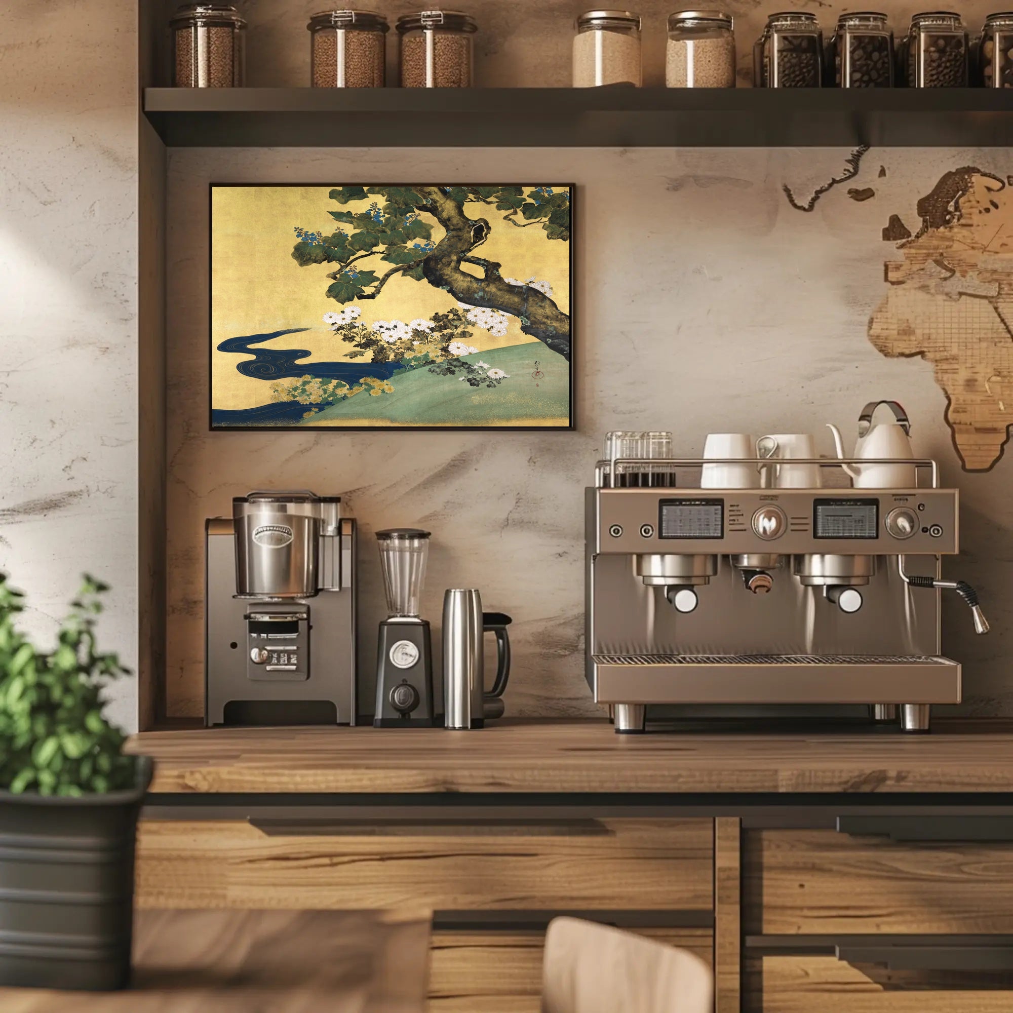 Serene Japanese Landscape Painting in Artistic Poster