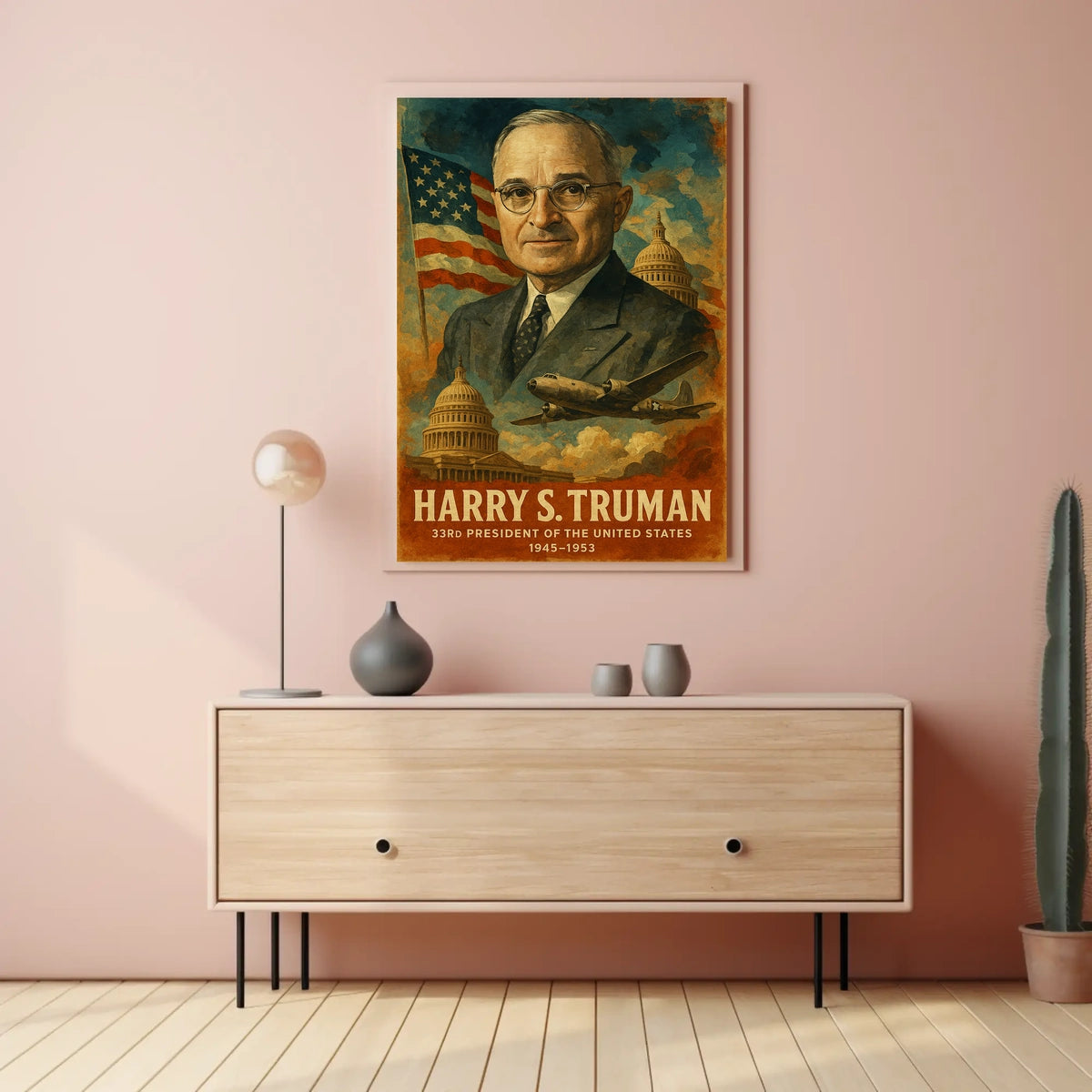 Harry S. Truman 33rd President of the United States Layered Digital Collage Poster
