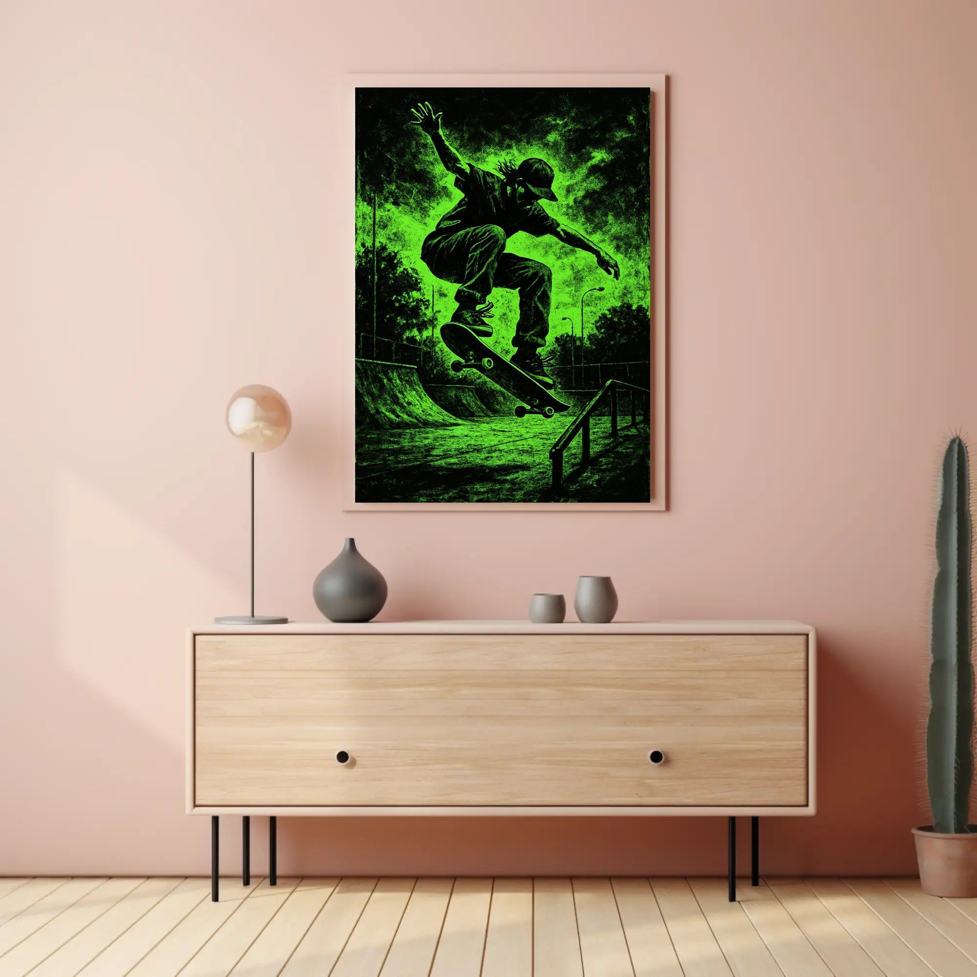 Dynamic Skateboarder Performing Trick Sports Poster