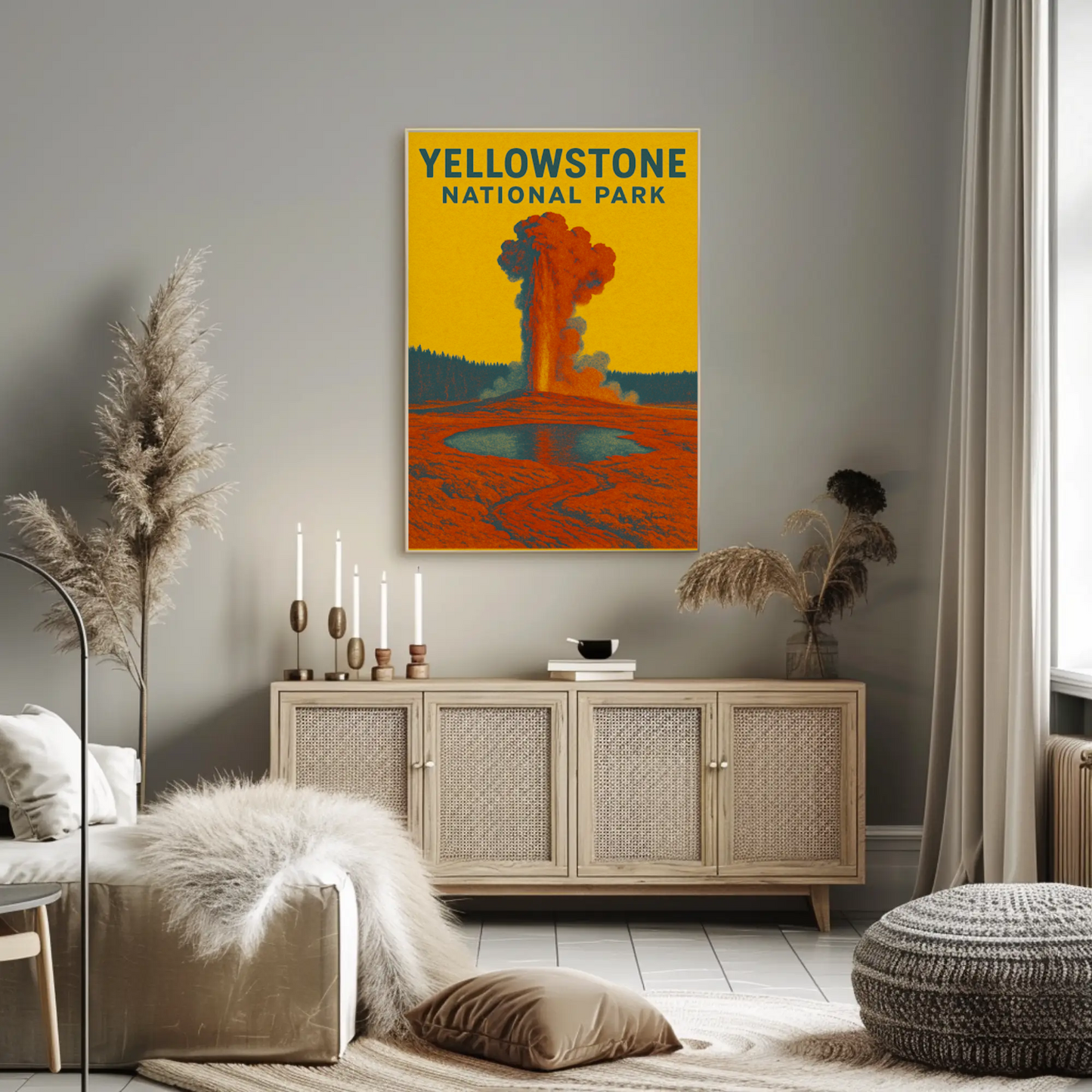 Yellowstone's Majestic Eruption Vintage Travel Poster