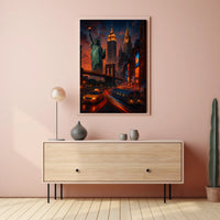 New York City Vibrant Urban Scene Poster Modern Wall Art