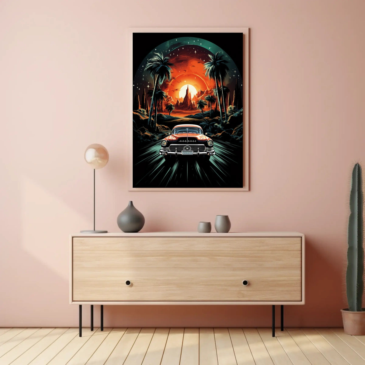 Retro Drive into the Sunset Poster