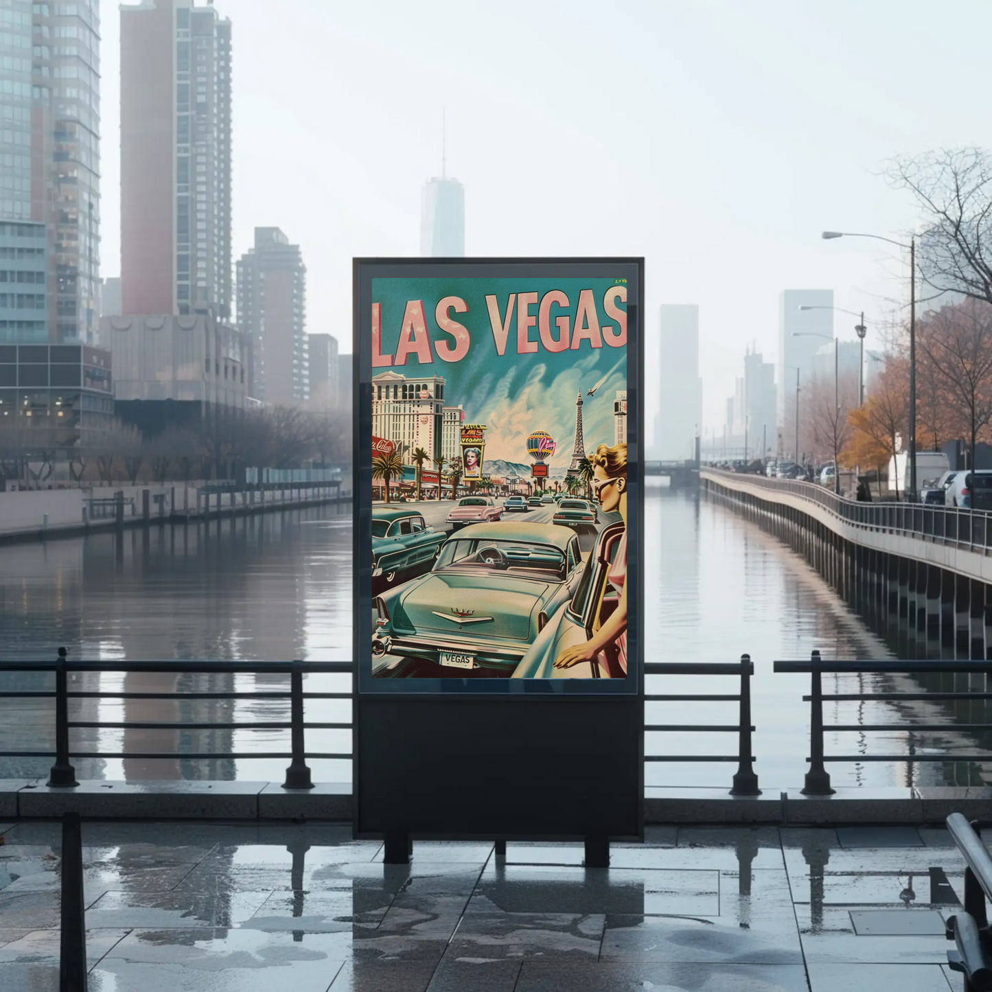 Las Vegas Retro Scene Poster