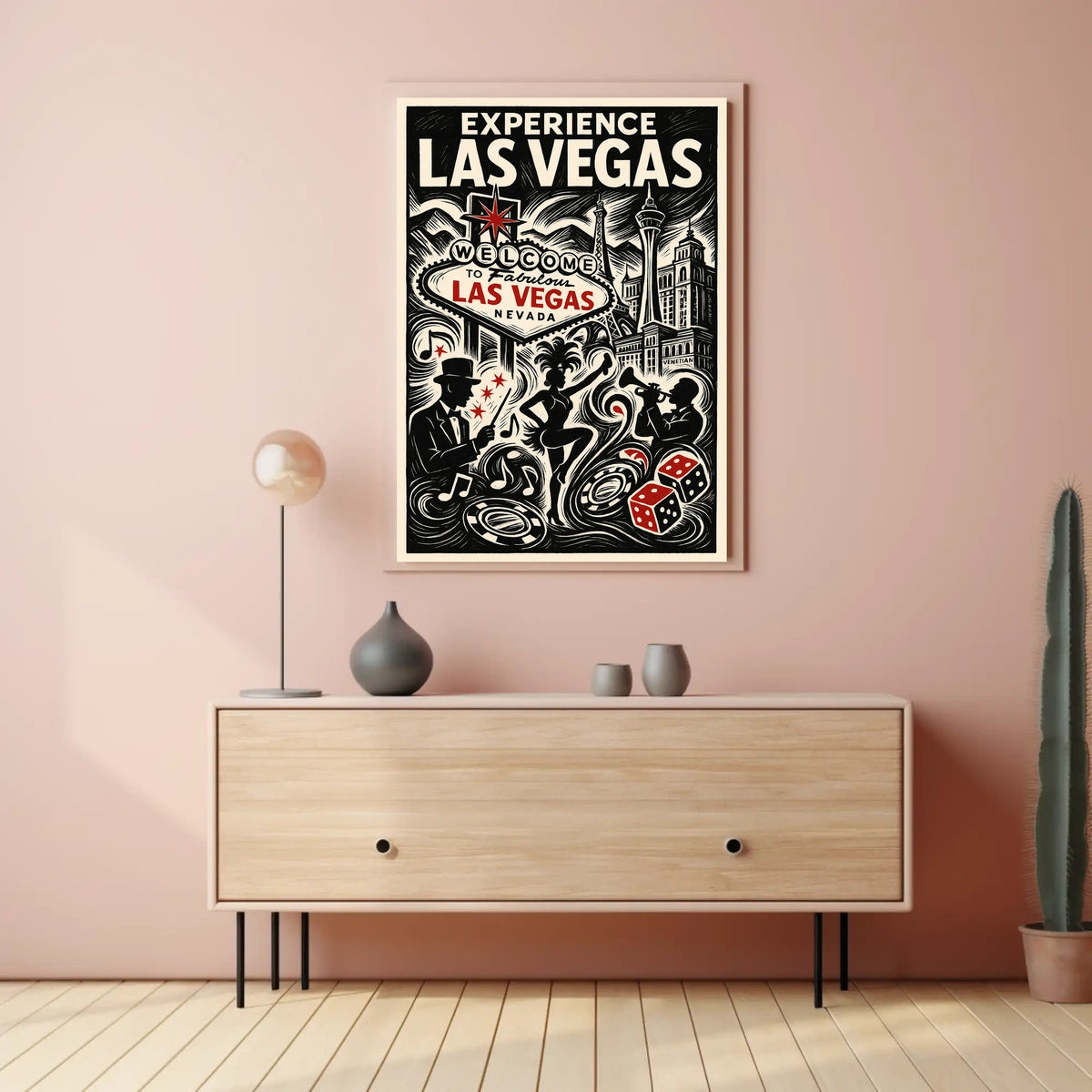 Las Vegas Poster Vibrant Neon Skyline For Home Decor