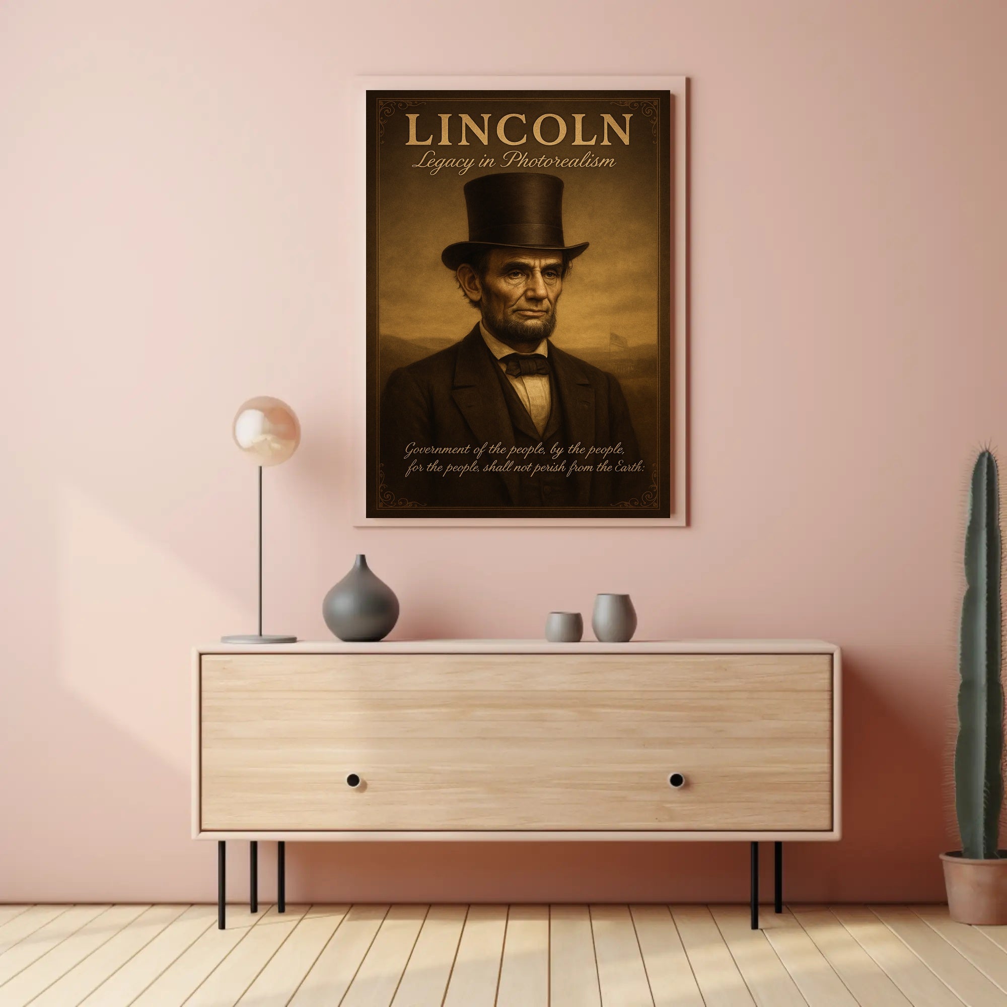 Abraham Lincoln Legacy in Photorealism Poster PosterGoat
