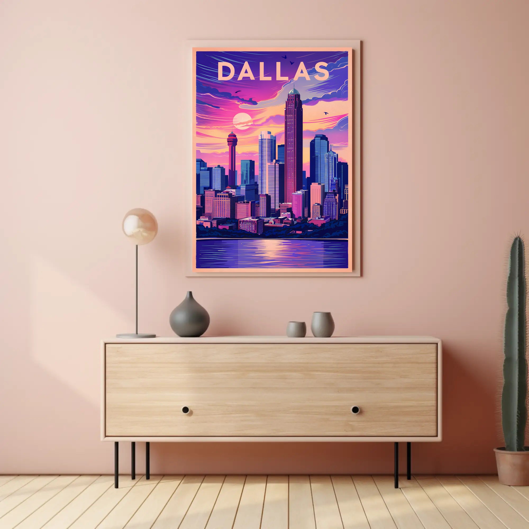 Dallas Skyline at Sunset Poster