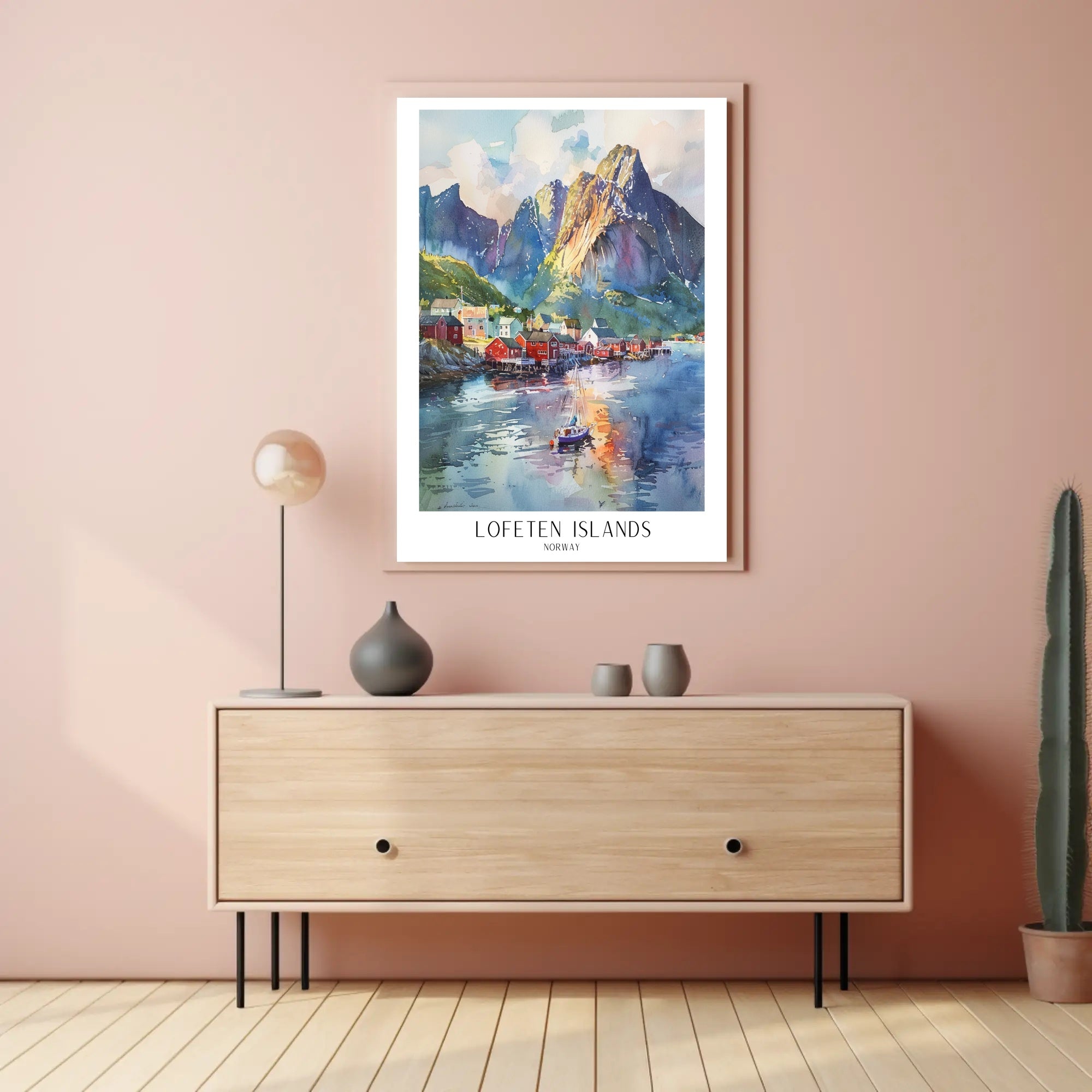 Lofoten Islands Watercolor Travel Poster PosterGoat