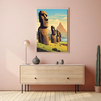 Easter Island Moai Statues Modern Art Poster