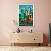 Iconic New York City Poster Vibrant Skyline Urban Decor