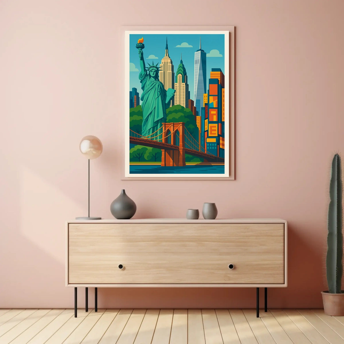 Iconic New York City Poster Vibrant Skyline Urban Decor