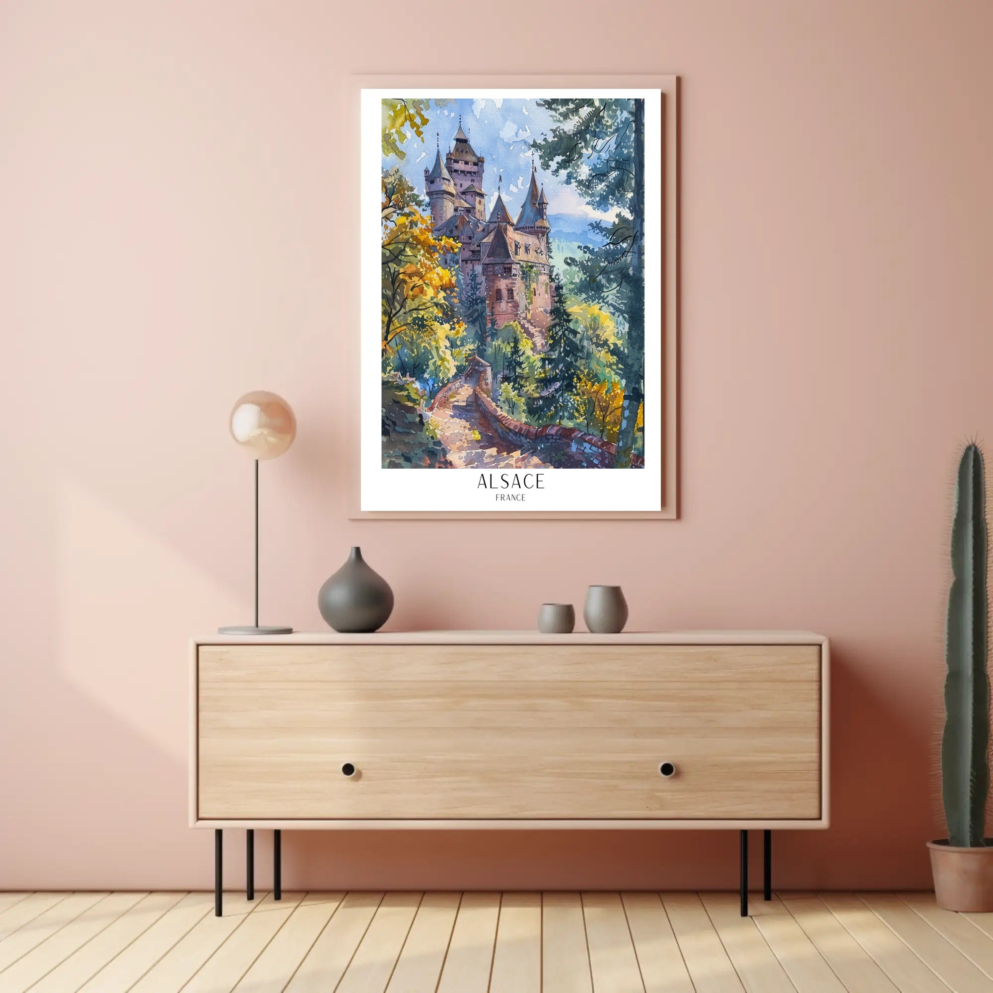 Alsace Castle in Autumn Poster PosterGoat