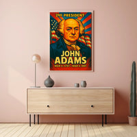 John Adams 2nd President of the United States Colorful Comic Book Style Poster