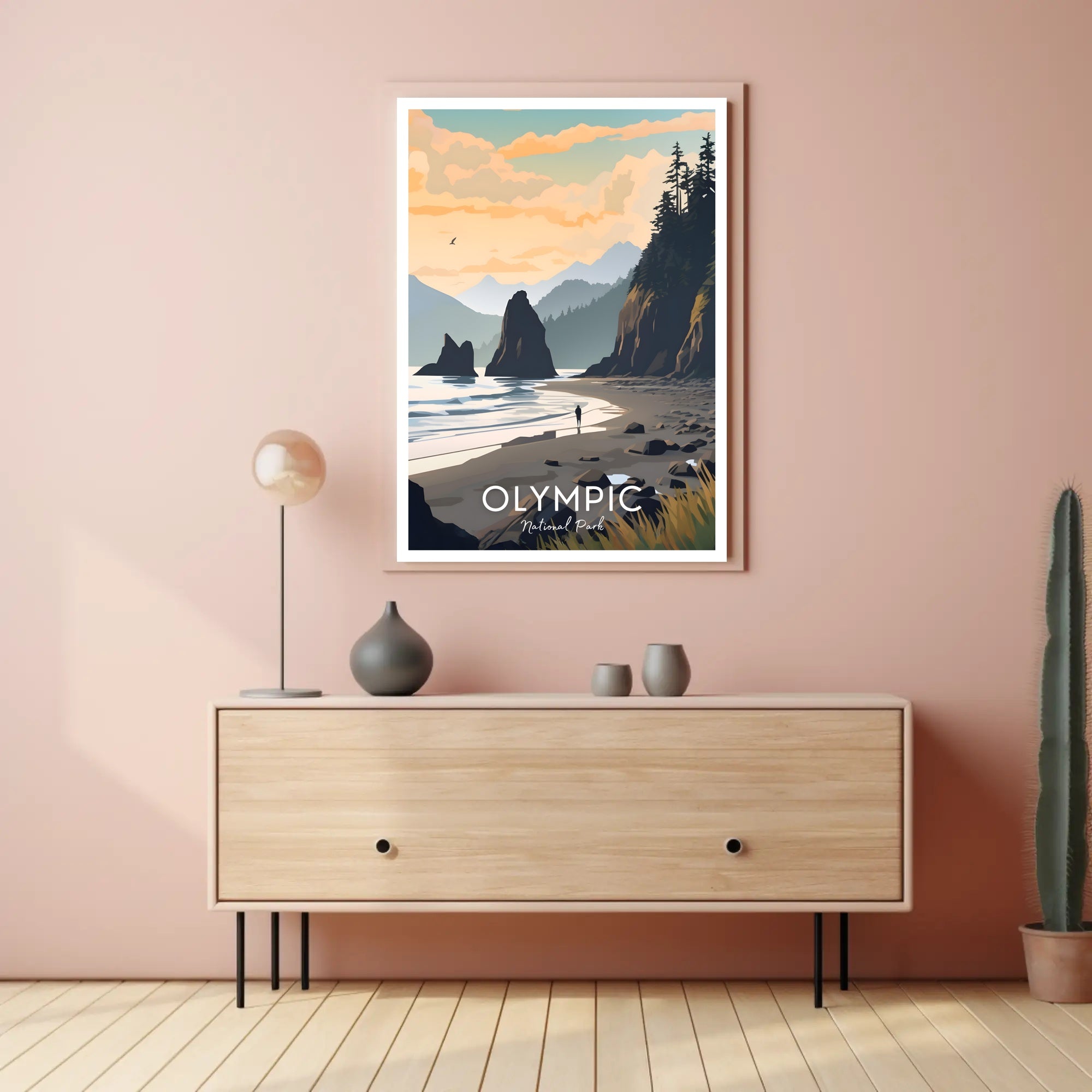 Olympic National Park Poster Vintage Travel Wall Art