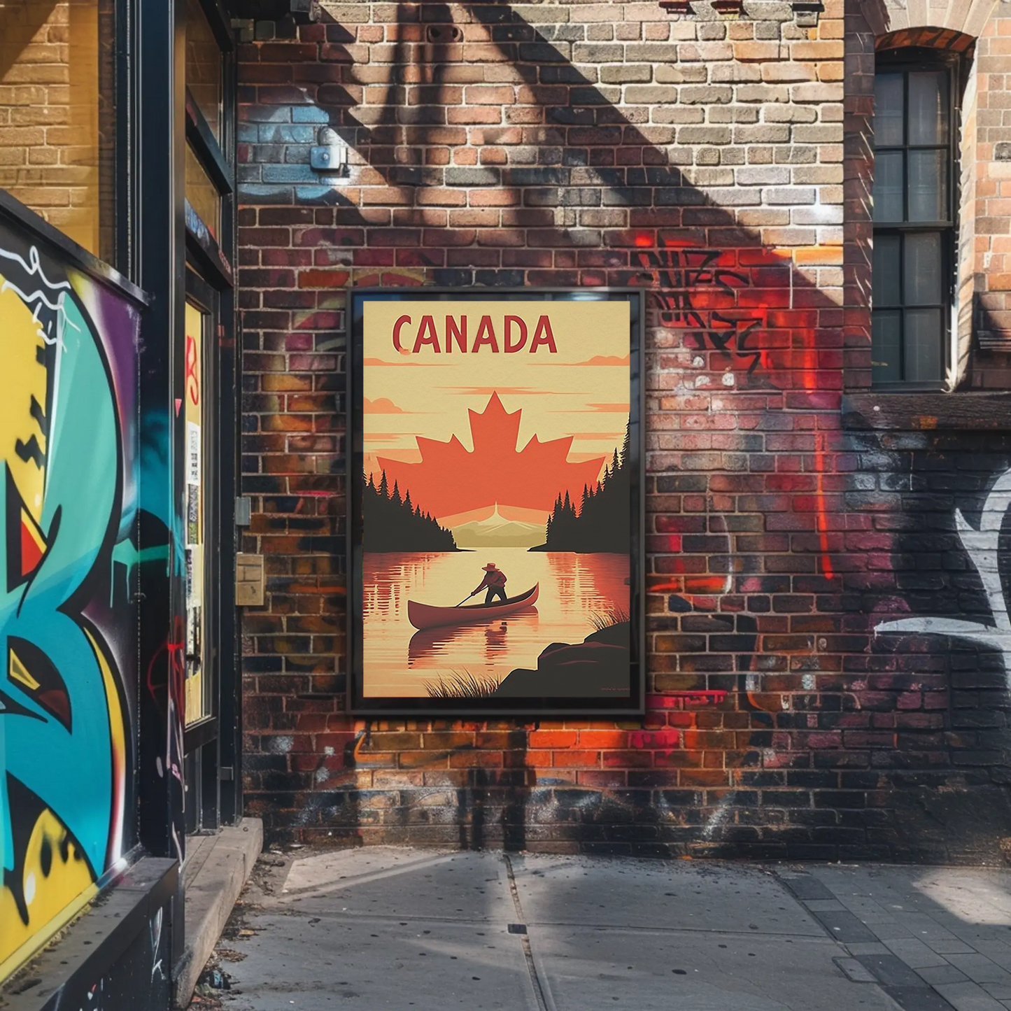 Vintage Poster Canada Canoe Sunset