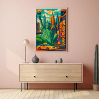 New York City Bright Iconic Urban Poster Vintage Wall Art