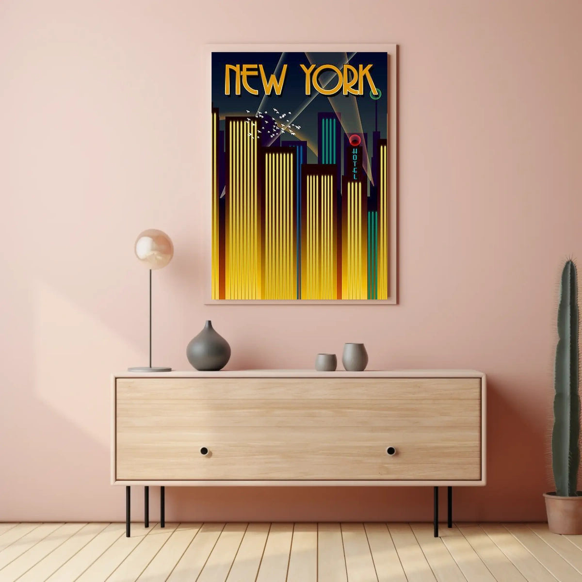 New York City Art Deco Skyline Poster Vintage Wall Art