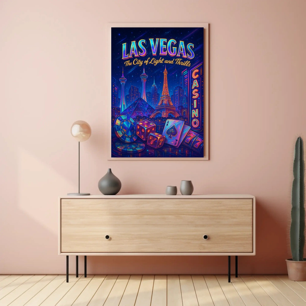Las Vegas City Of Light Poster Neon Nights For Home Decor