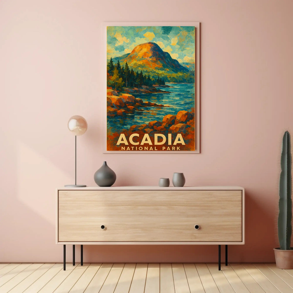 Acadia National Park Coastal Vintage Wanderlust Poster
