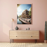 Modern Urban Scene Poster: Vibrant City Life
