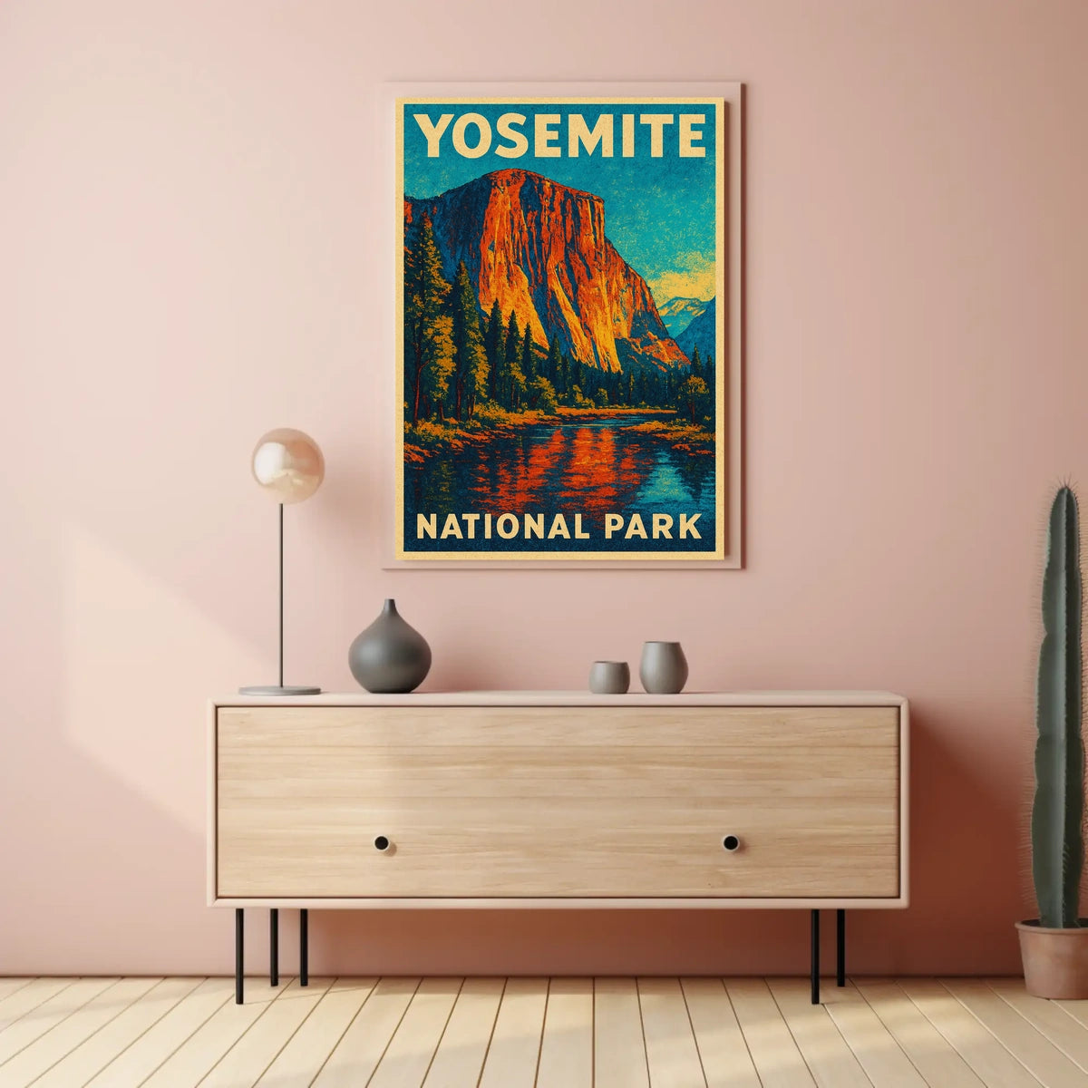 Yosemite Vintage Adventure El Capitan Landscape Retro Travel Art Deco Scenic Nature Lovers Poster
