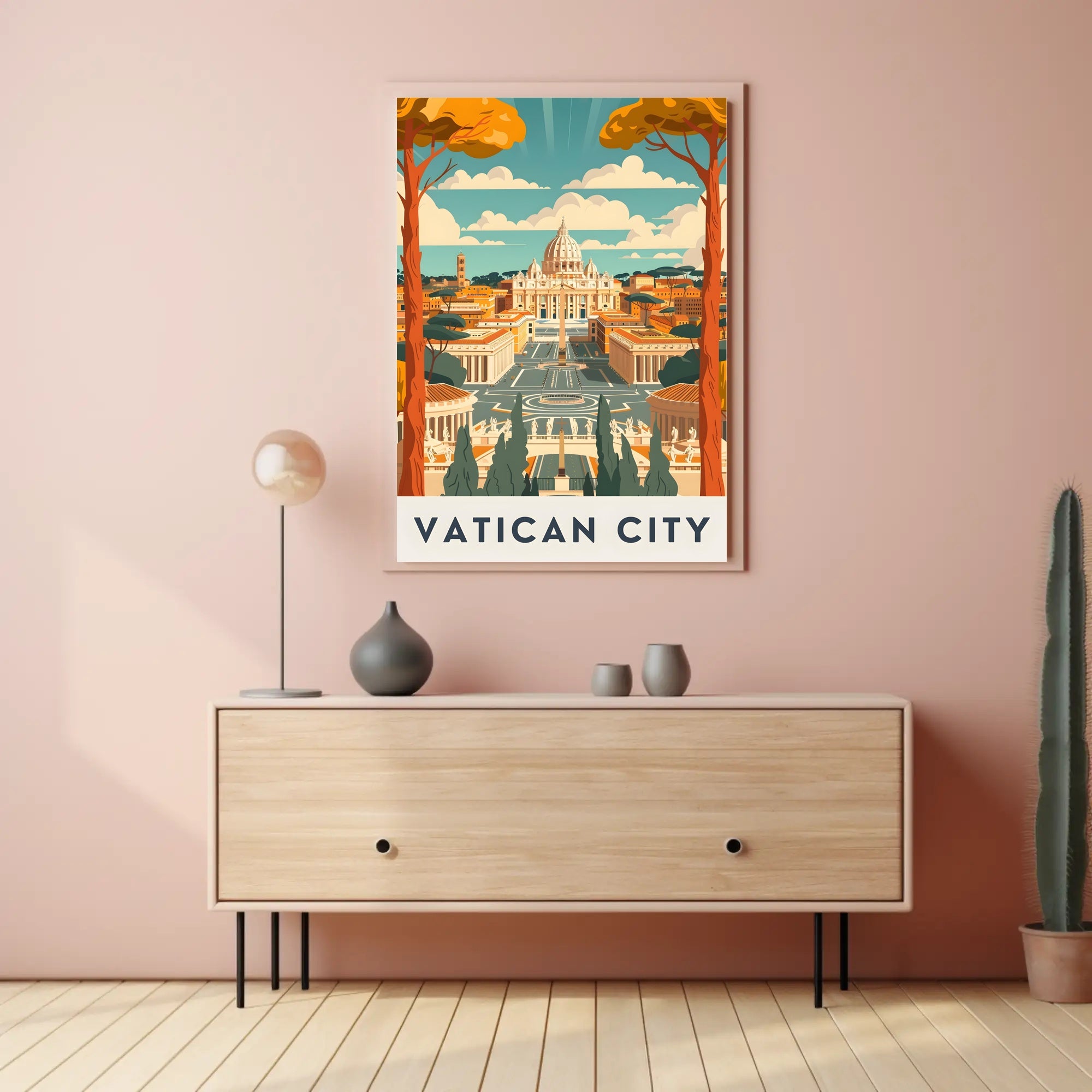 St. Peter's Basilica Art Deco Vatican Travel Poster
