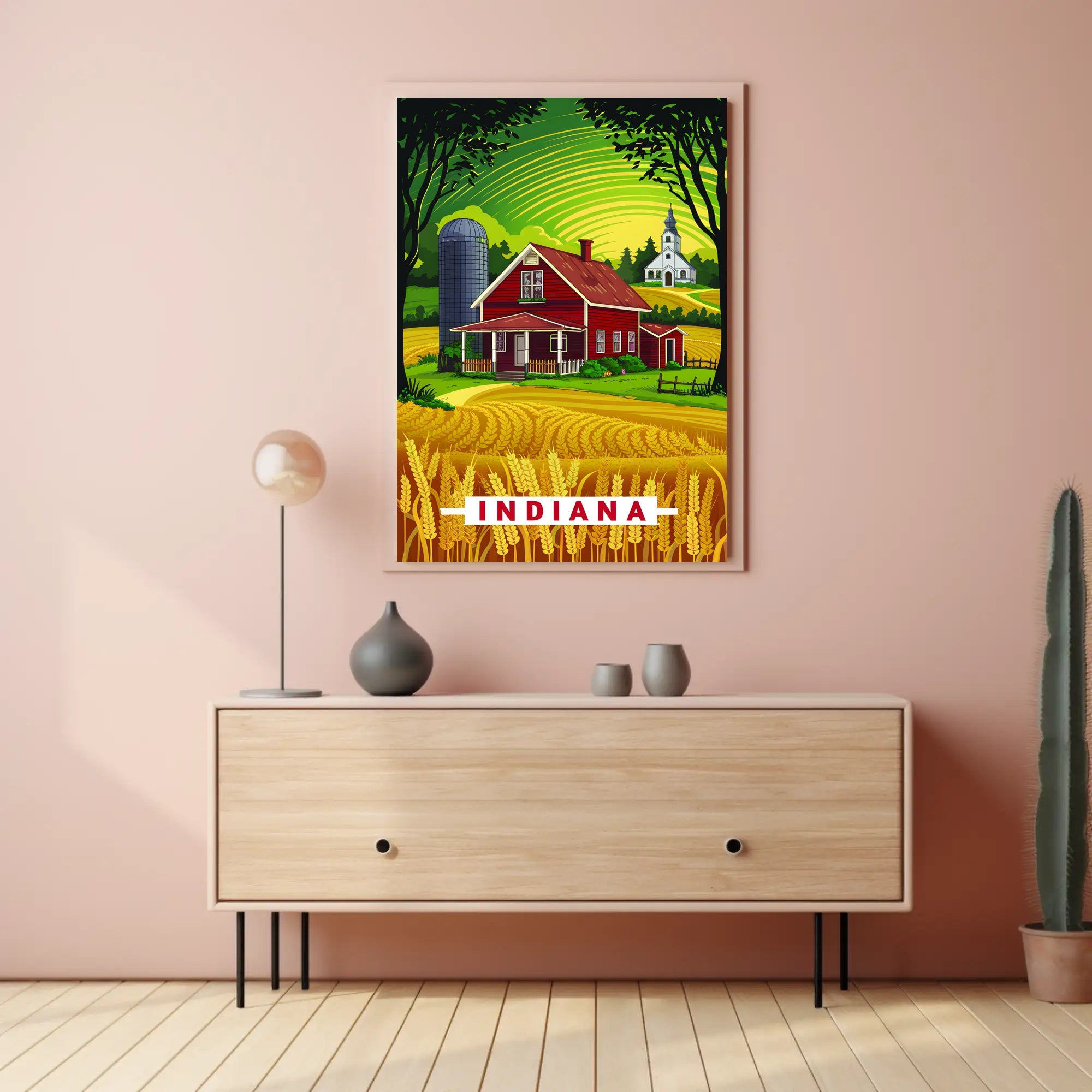 Indiana Countryside Illustration Poster