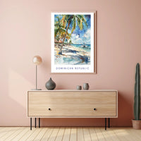Tropical Beach Paradise in Watercolor Travel Poster PosterGoat