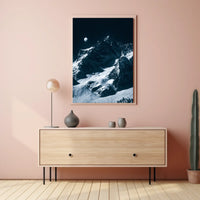 Majestic Moonlit Mountain Range Nighttime Poster