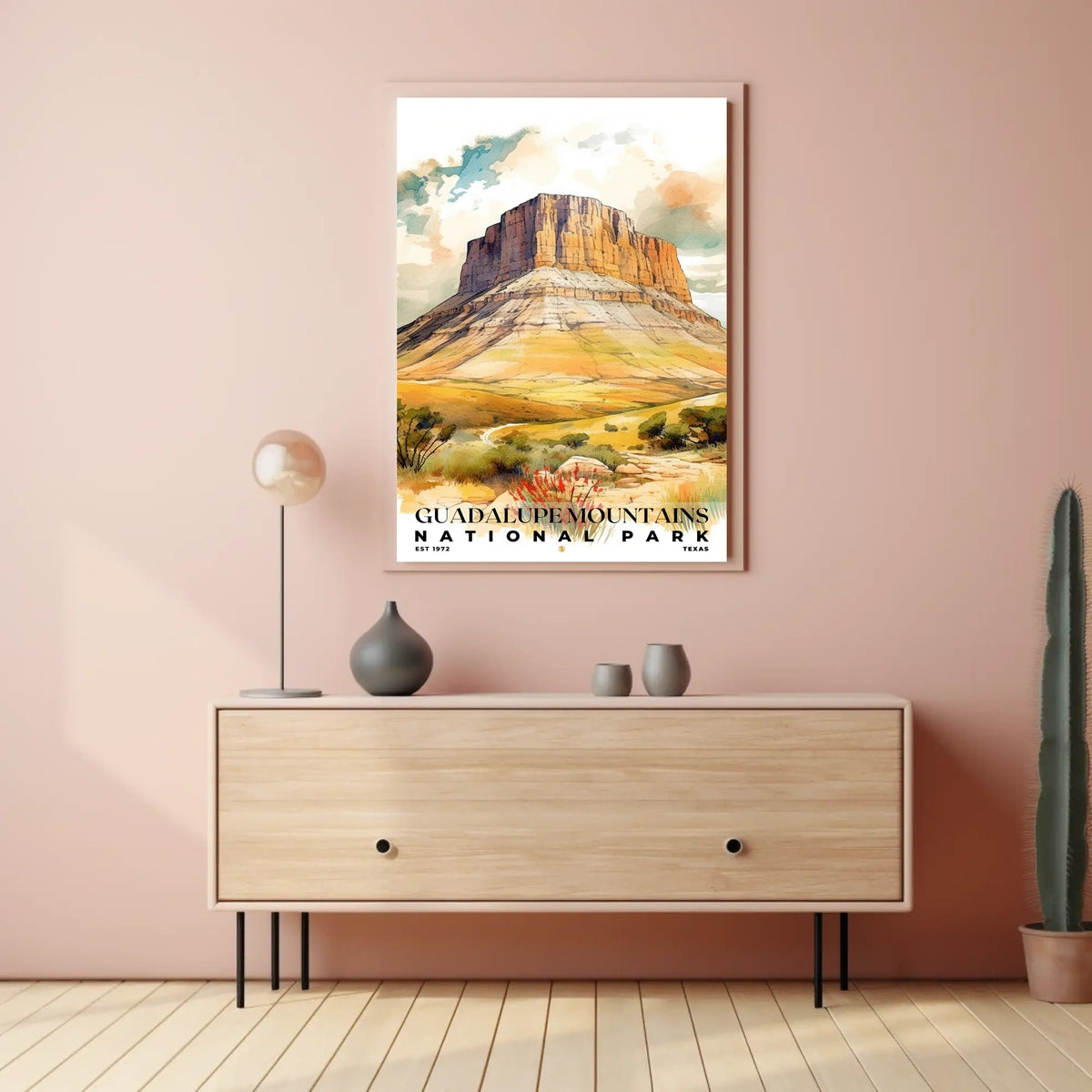 Guadalupe Mountains Watercolor Wall Art Poster