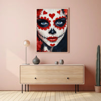 Day of the Dead Face Face Makeup Red Hearts Poster