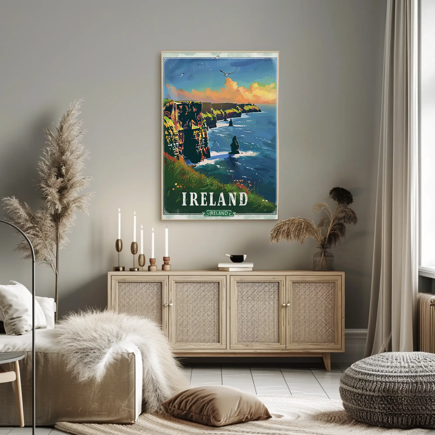 Ireland Cliffs Of Moher Coastal Atlantic Scene Travel Poster