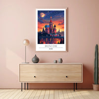 Moscow Nightscape Illustration: Enchanting Urban Cityscape Poster