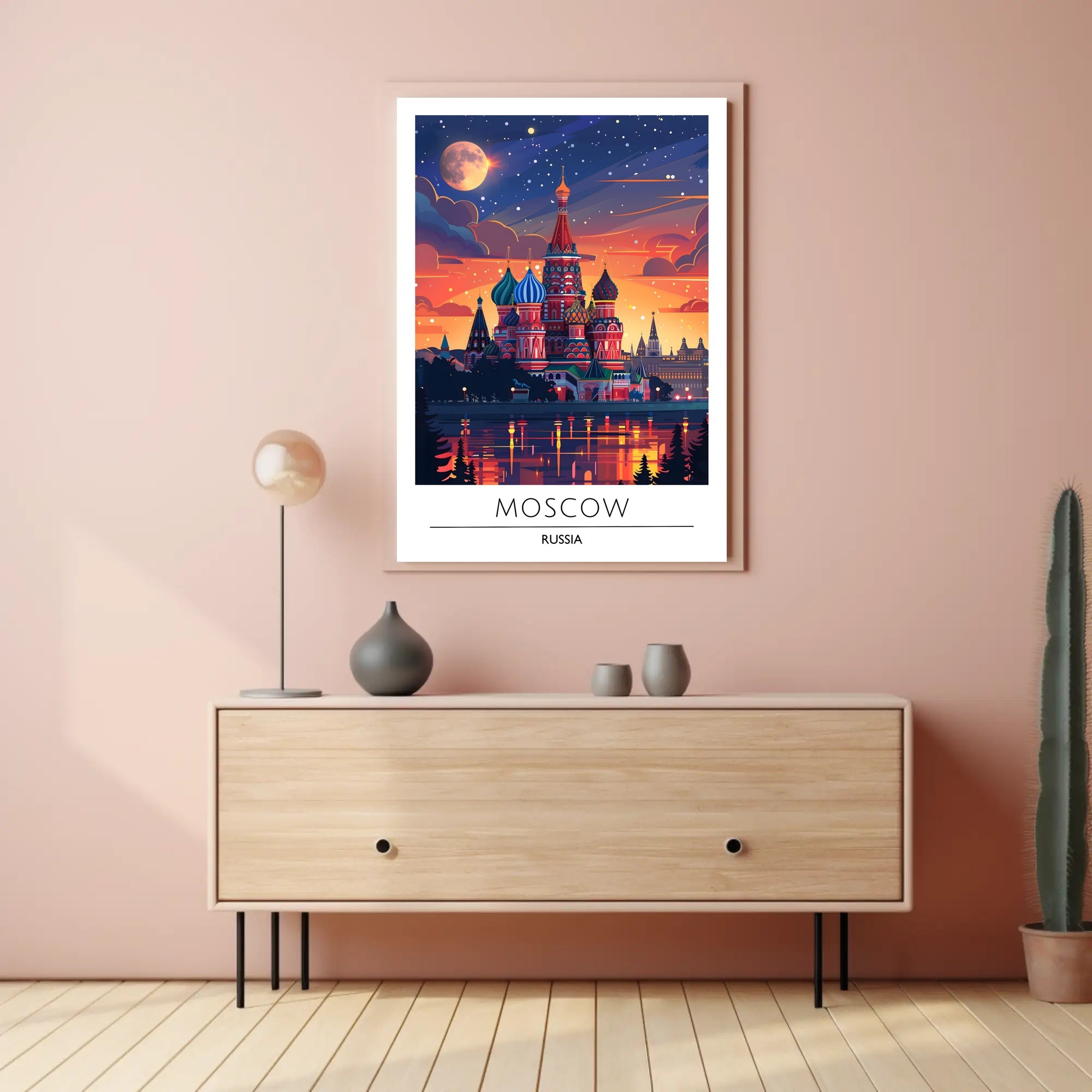 Moscow Nightscape Illustration: Enchanting Urban Cityscape Poster