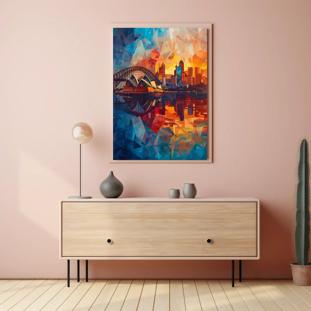 Sydney Opera House Mosaic Art Poster Vibrant Colors