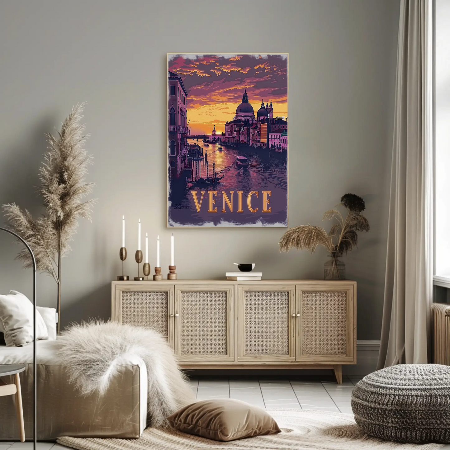 Venice Italy Grand Canal Sunset Travel Poster