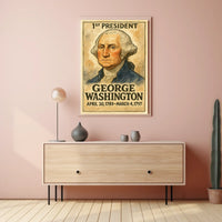 George Washington 1st President of the United States Exaggerated Cartoon Sketch Poster