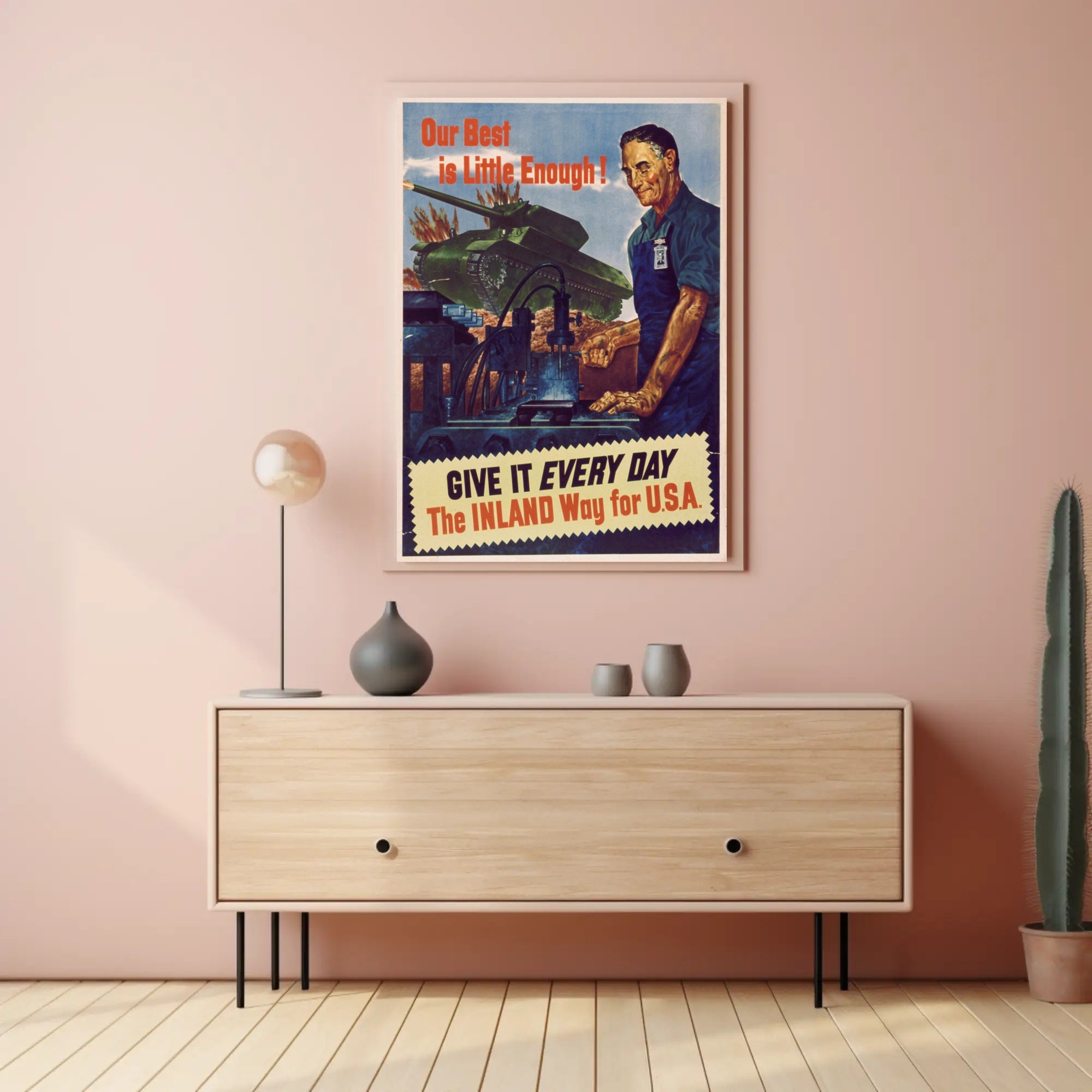 WWII Industrial Support Poster Emphasizing American War Effort