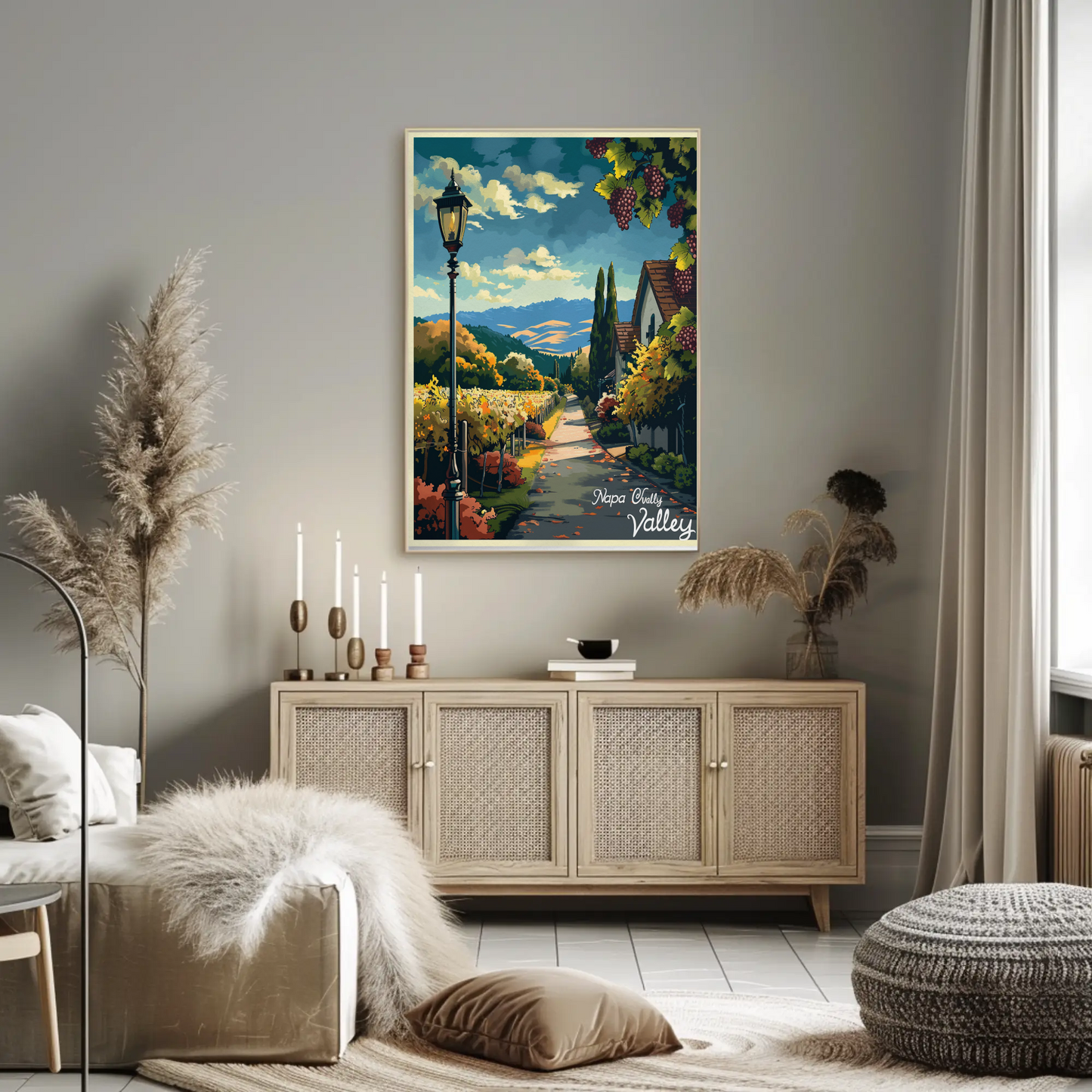 Napa Valley Vineyard Autumn Path Travel Poster