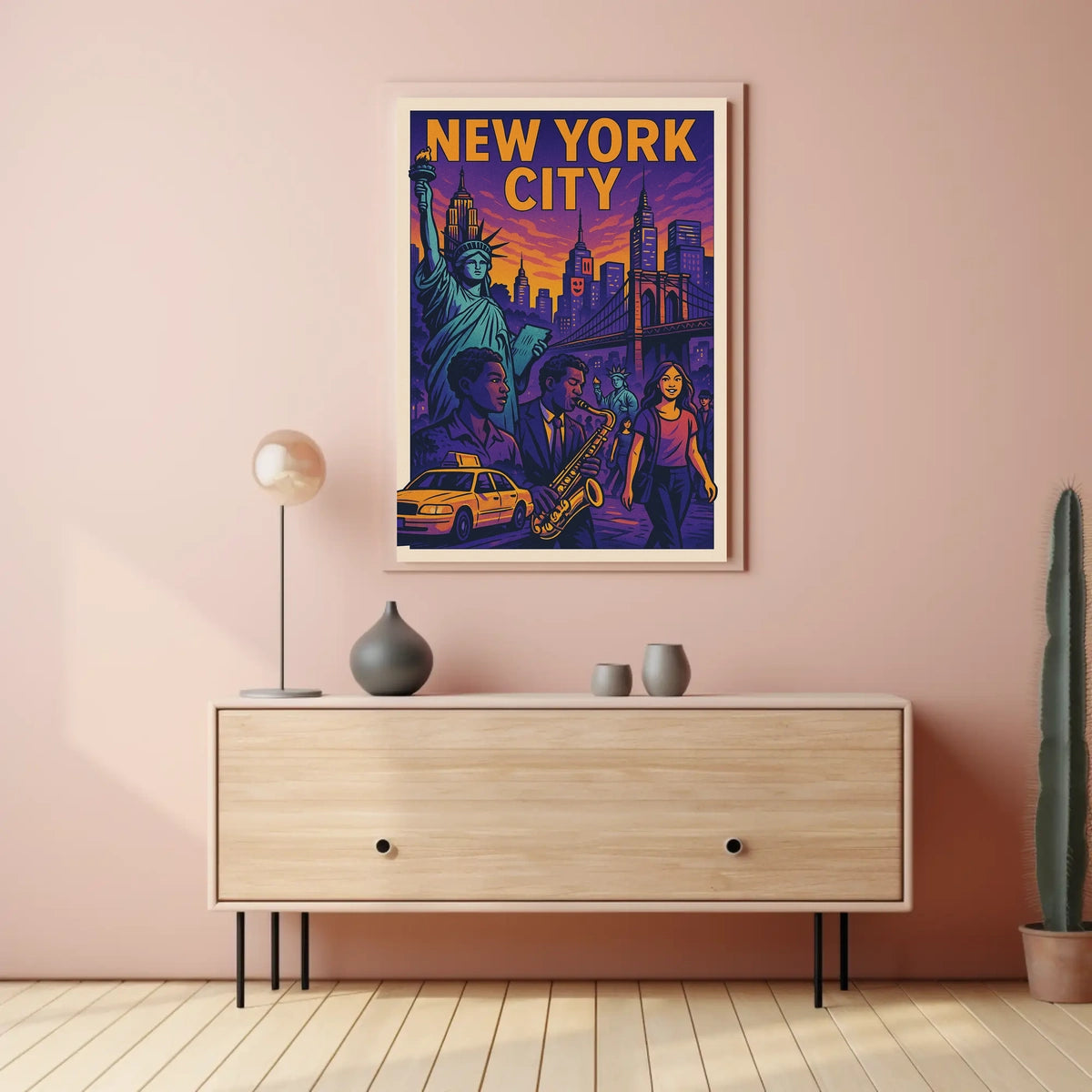 Vibrant New York City Poster For Home Decor With Jazz