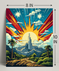 Celestial Sunrise Over Mountains Poster