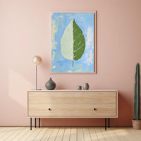 Dual Nature Leaf Modern Abstract Poster Print