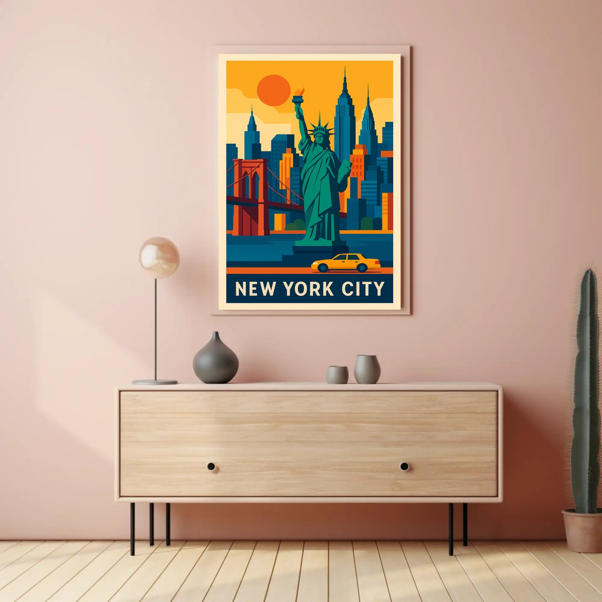 New York City Iconic Landmarks Poster Modern Wall Art