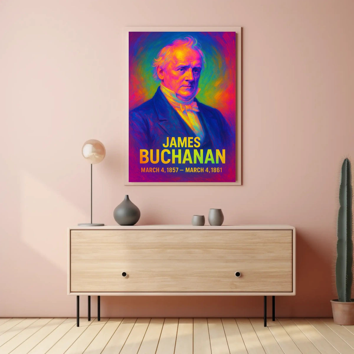 James Buchanan 15th President of the United States Neon Gradient Overlay Poster