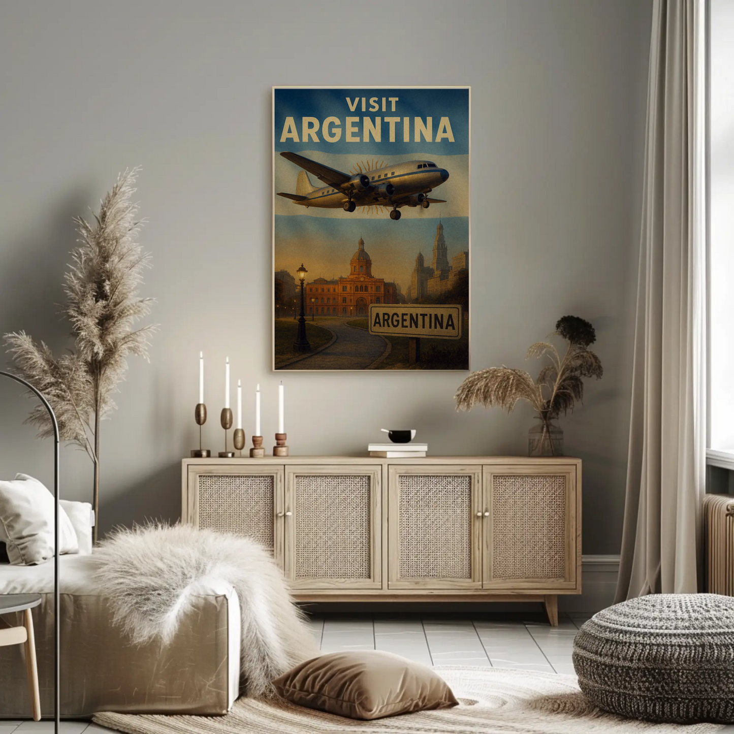 Visit Argentina Buenos Aires Airplane Flight Travel Poster