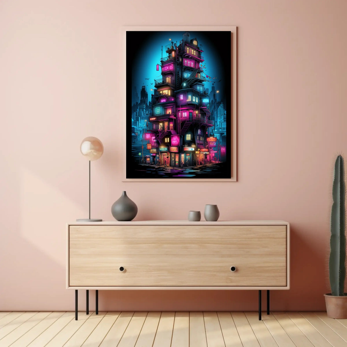 Neon Cityscape Poster