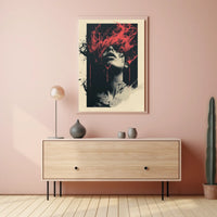 Intense Surreal Red Abstract Face Art Poster